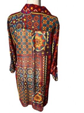 Vintage Sheer Tunic Shirt Dress MULTIPLES Pattern Boho Mod Blouse 90’s Designer